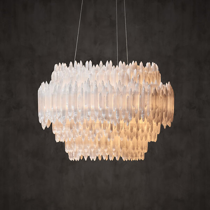 Art Selenite Round Chandelier for Dining Rooms by Bling Lighting Studio