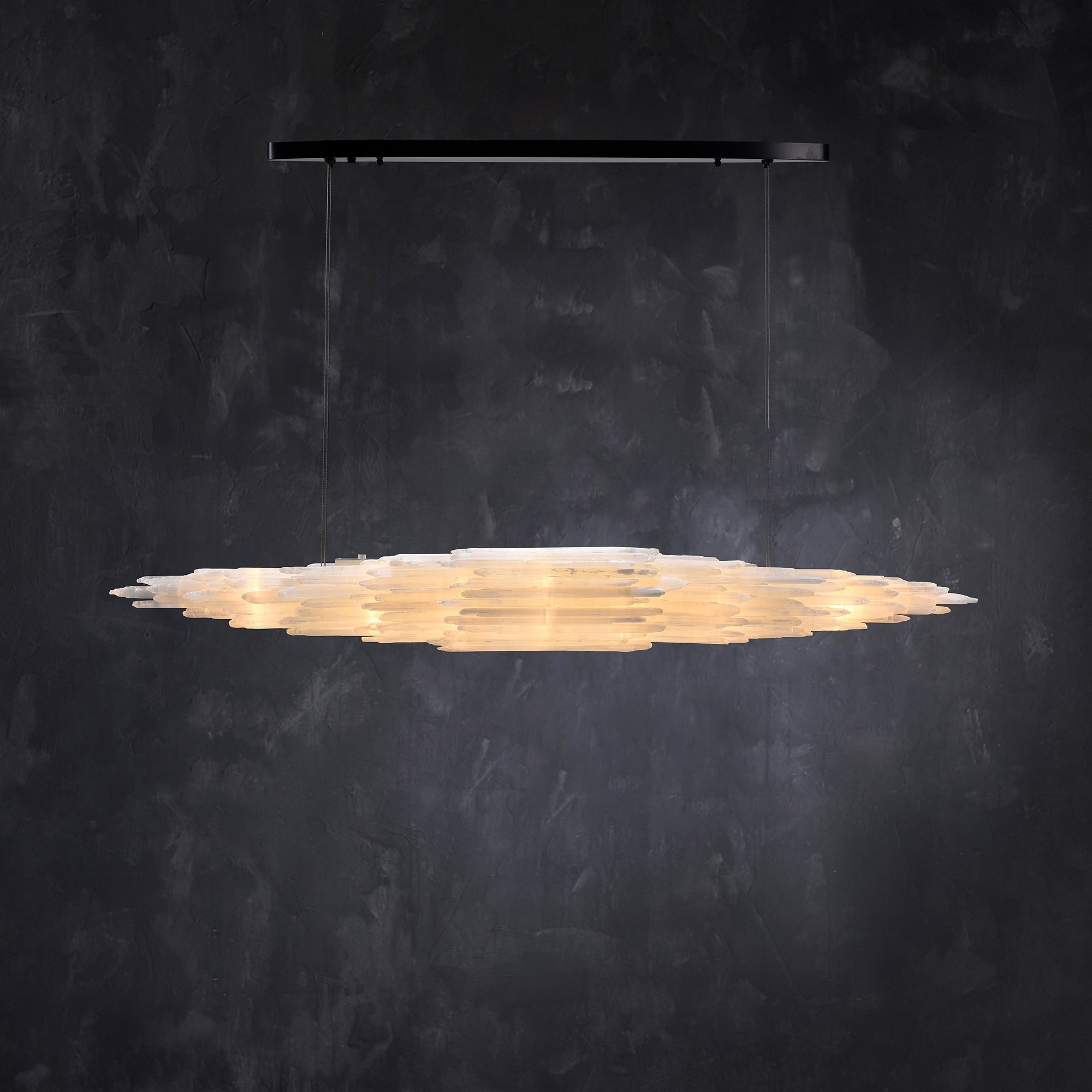 Art Selenite Linear Chandelier for Dining Room by Bling Lighting Studio