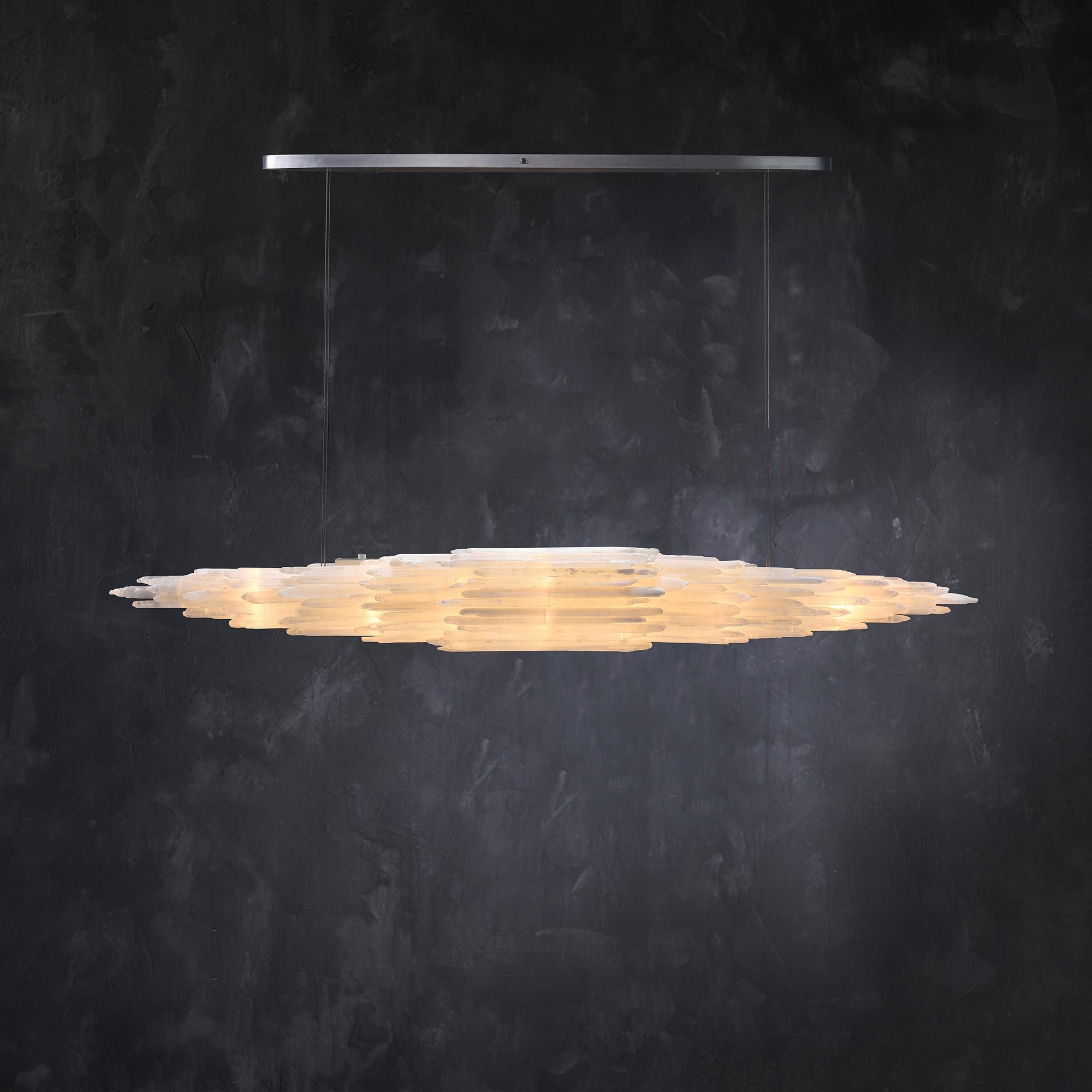 Art Selenite Linear Chandelier for Dining Room by Bling Lighting Studio
