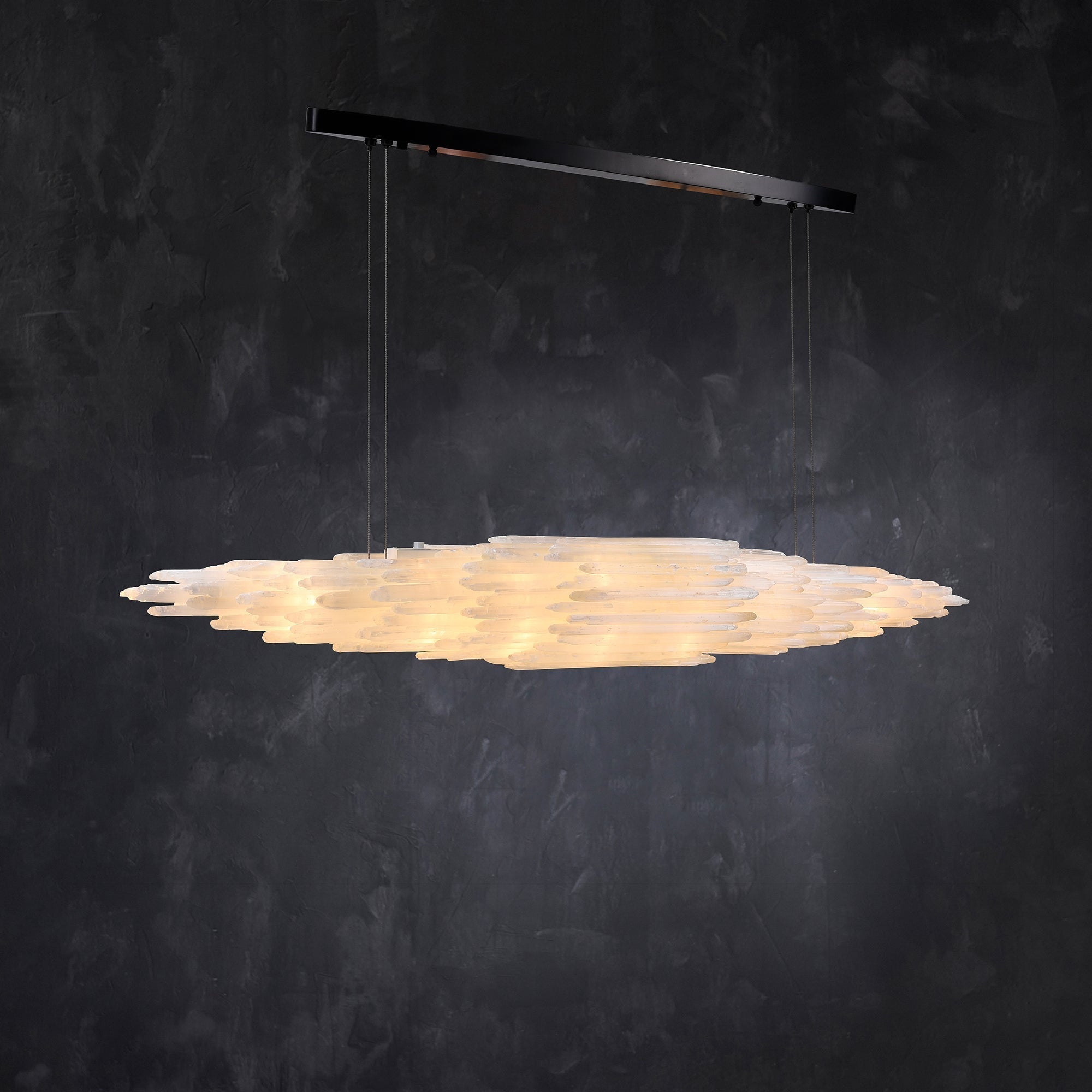 Art Selenite Linear Chandelier for Dining Room by Bling Lighting Studio