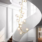 Artistic Glass Branch Chandelier for High Ceilings detail view