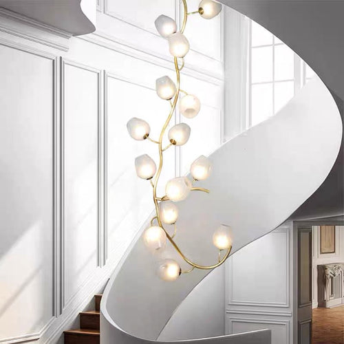Artistic Glass Branch Chandelier for High Ceilings detail view