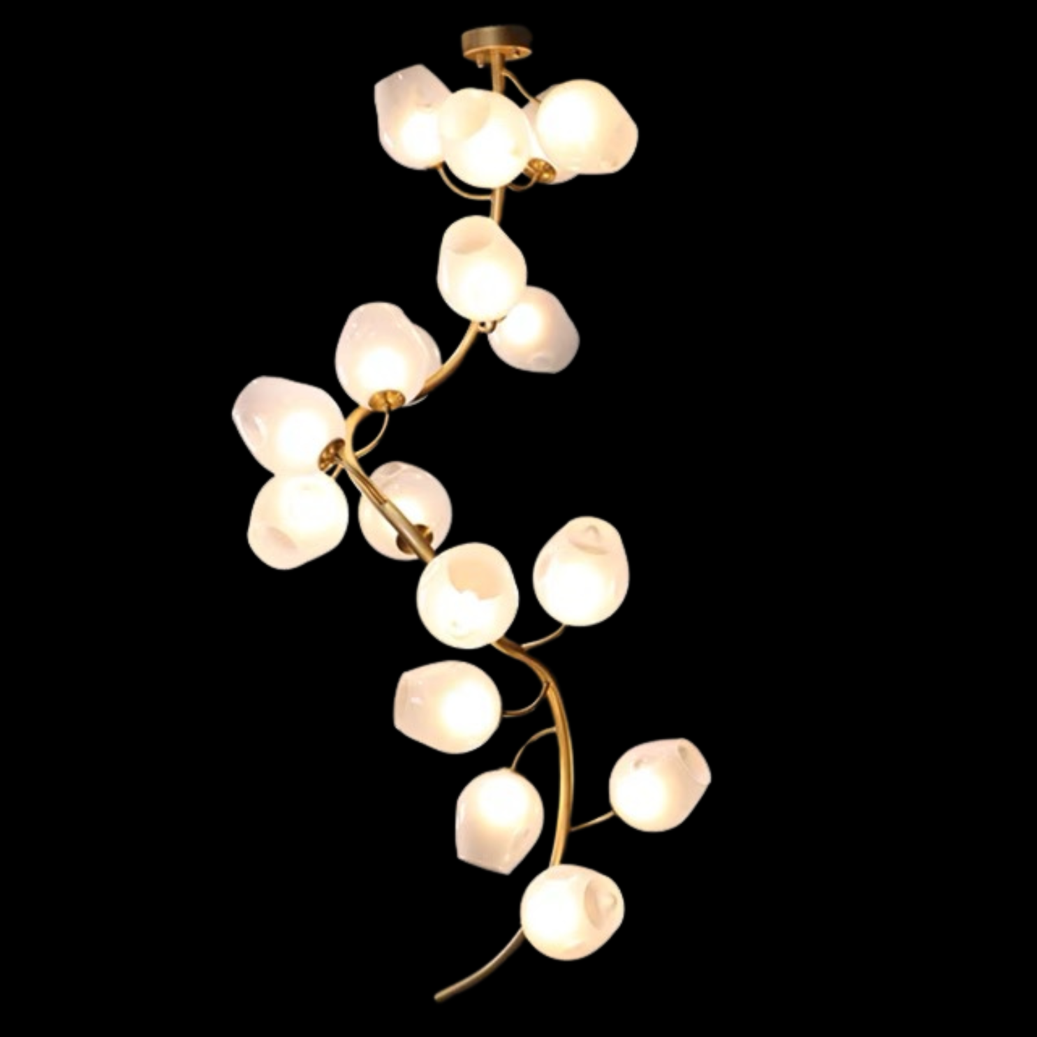 Artistic Glass Branch Chandelier for High Ceilings material and finish detail
