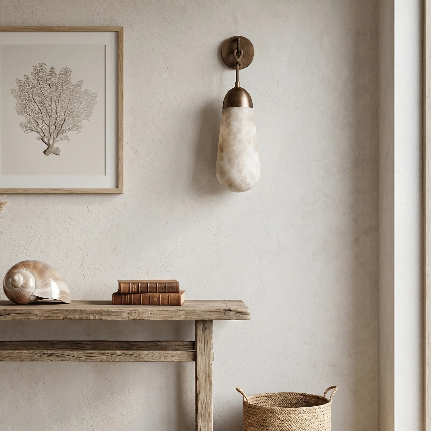 Aurelia Natural Alabaster Teardrop Wall Sconce