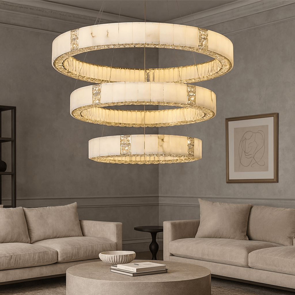 Aurelia Alabaster & Crystal Chandelier detail view