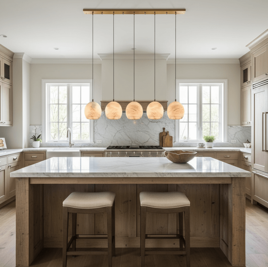 Auris 5-Light Alabaster Chandelier detail view