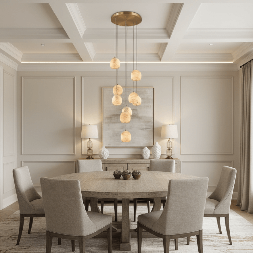Auris 9-Light Alabaster Chandelier detail view