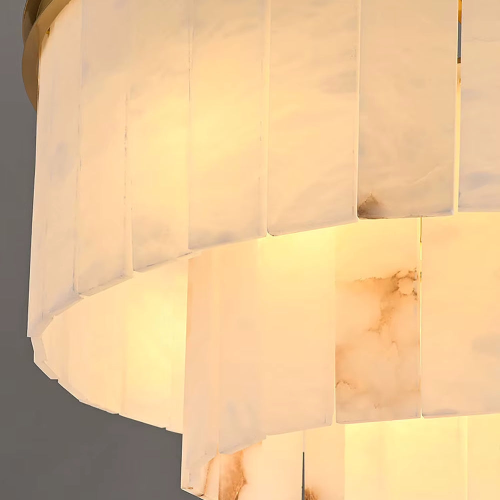 Aurora Alabaster Round Chandelier material and finish detail