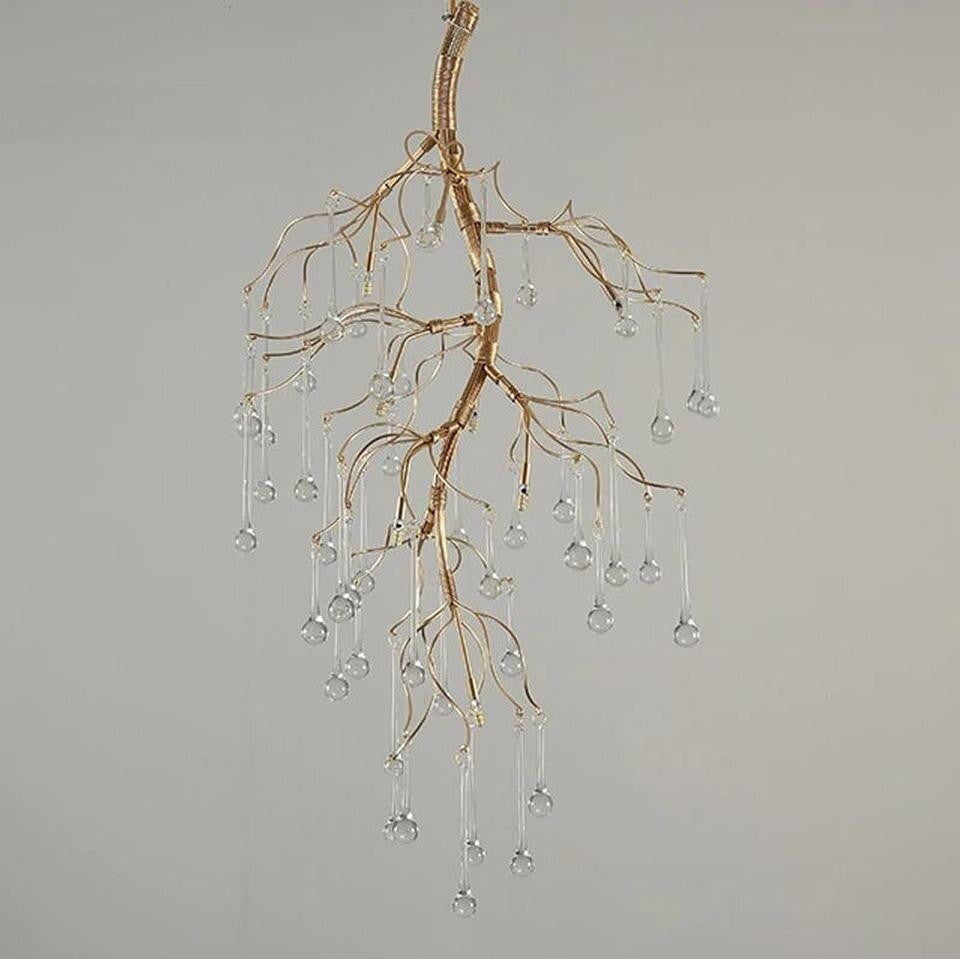 Aurora Vertical Crystal Branch Detail Gold Chandelier