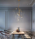Aurora Vertical Crystal Branch Detail Gold Chandelier