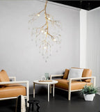 Aurora Vertical Crystal Branch Detail Gold Chandelier