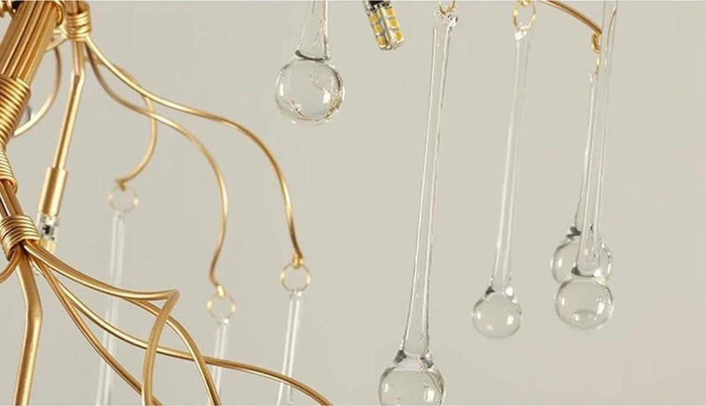 Aurora Vertical Crystal Branch Detail Gold Chandelier