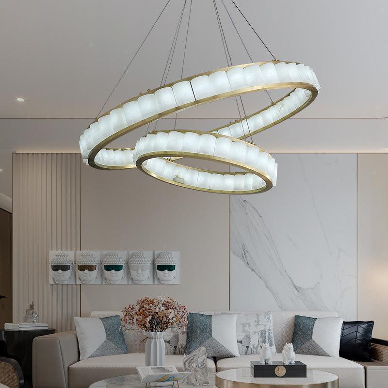 Avalon Alabaster Anne Circle Chandelier by Bling Lighting Studio