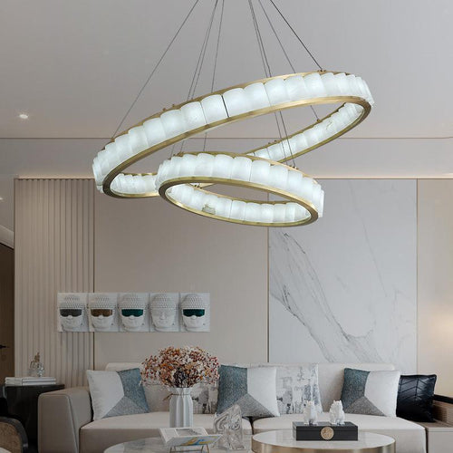 Avalon Alabaster Anne Circle Chandelier by Bling Lighting Studio