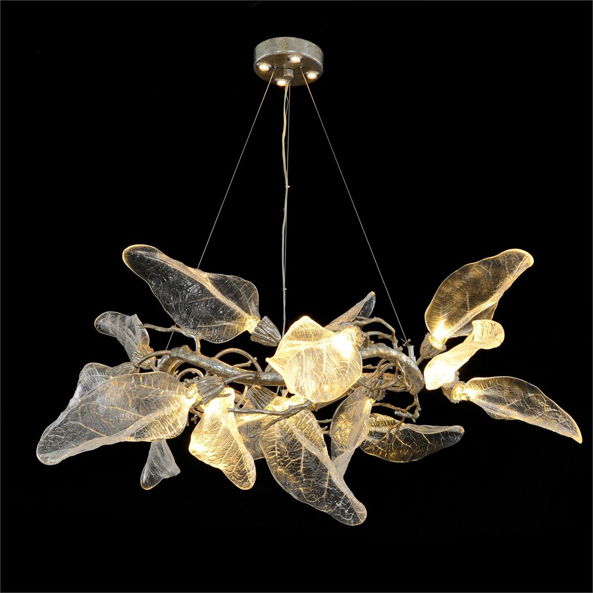 Avalon Glass Twenty-Light Chandelier by Bling Lighting Studio