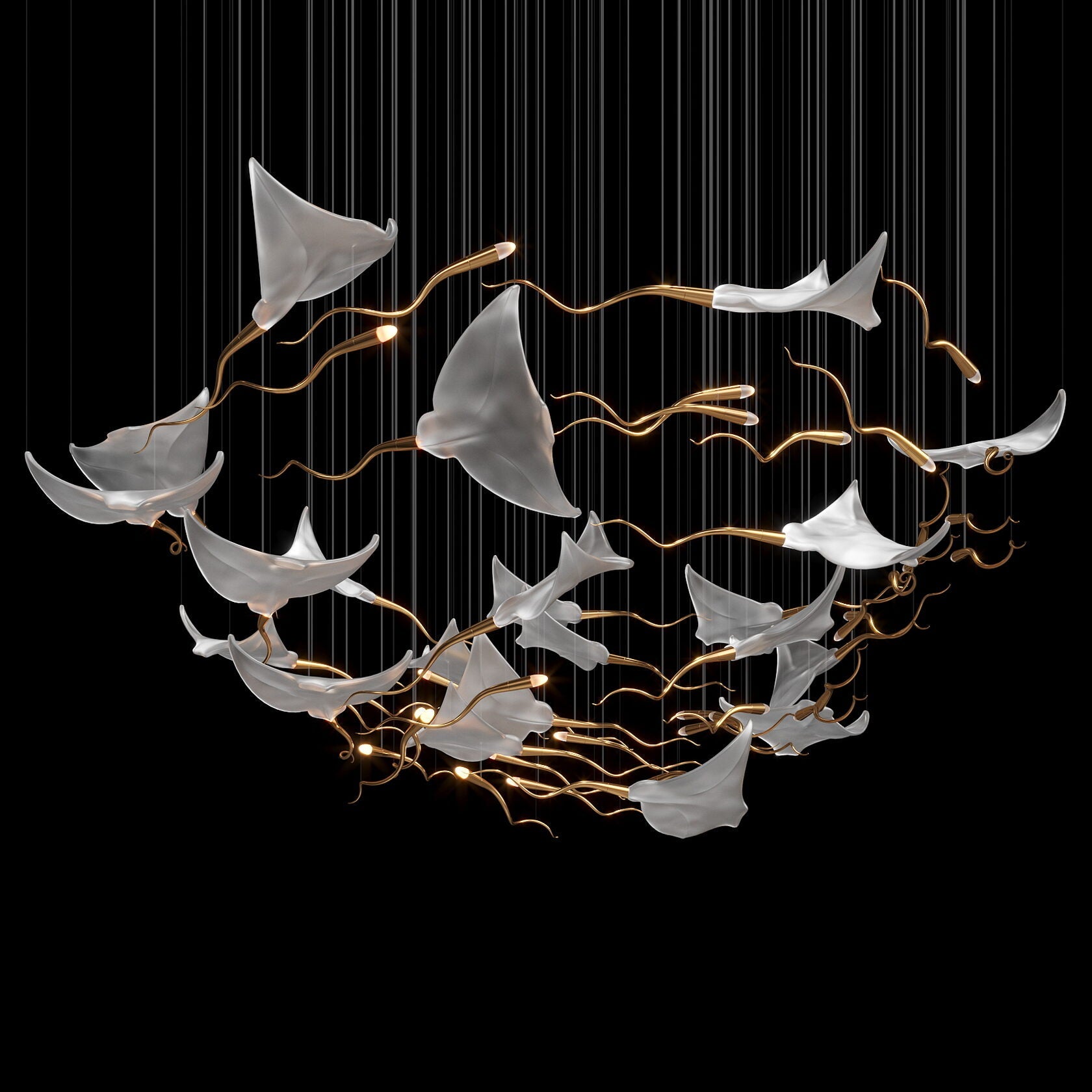 White Manta Branch Chandelier