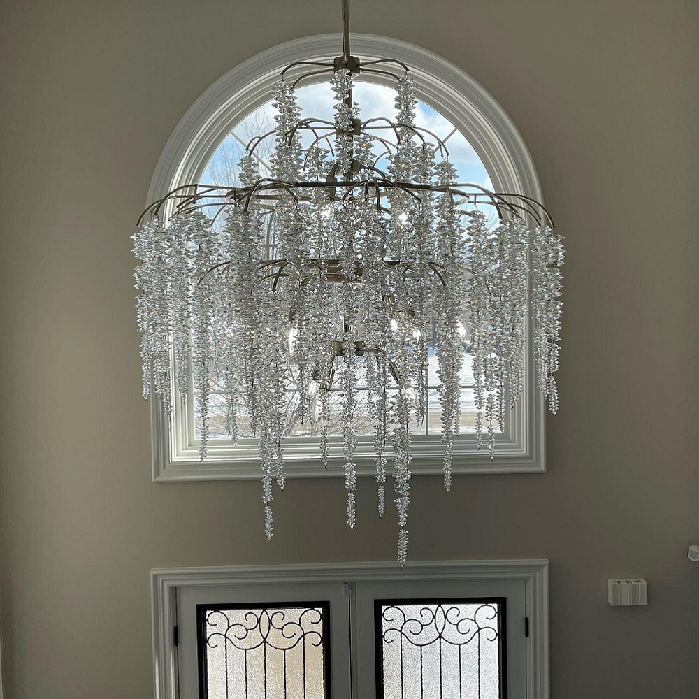 Silver Flower Branch Chandelier with Icicle Details additional product view