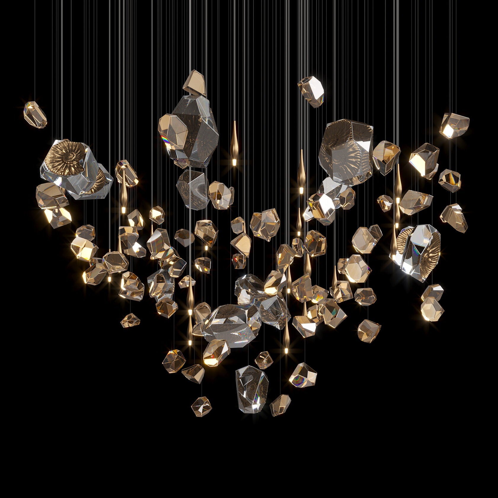 Champagne Crystal Meteor Chandelier