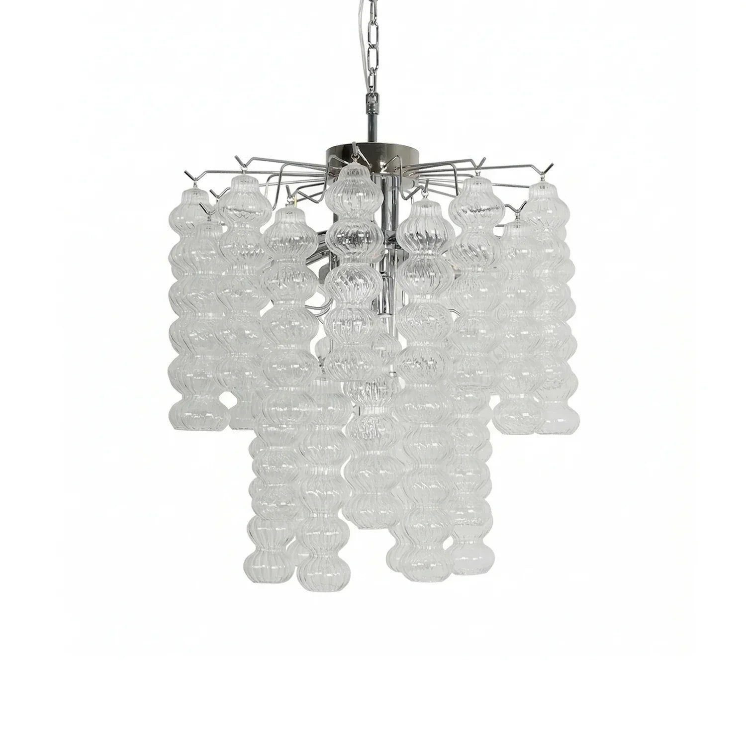 Beaded Vertical Textured Glass Chandelier by Bling Lighting Studio