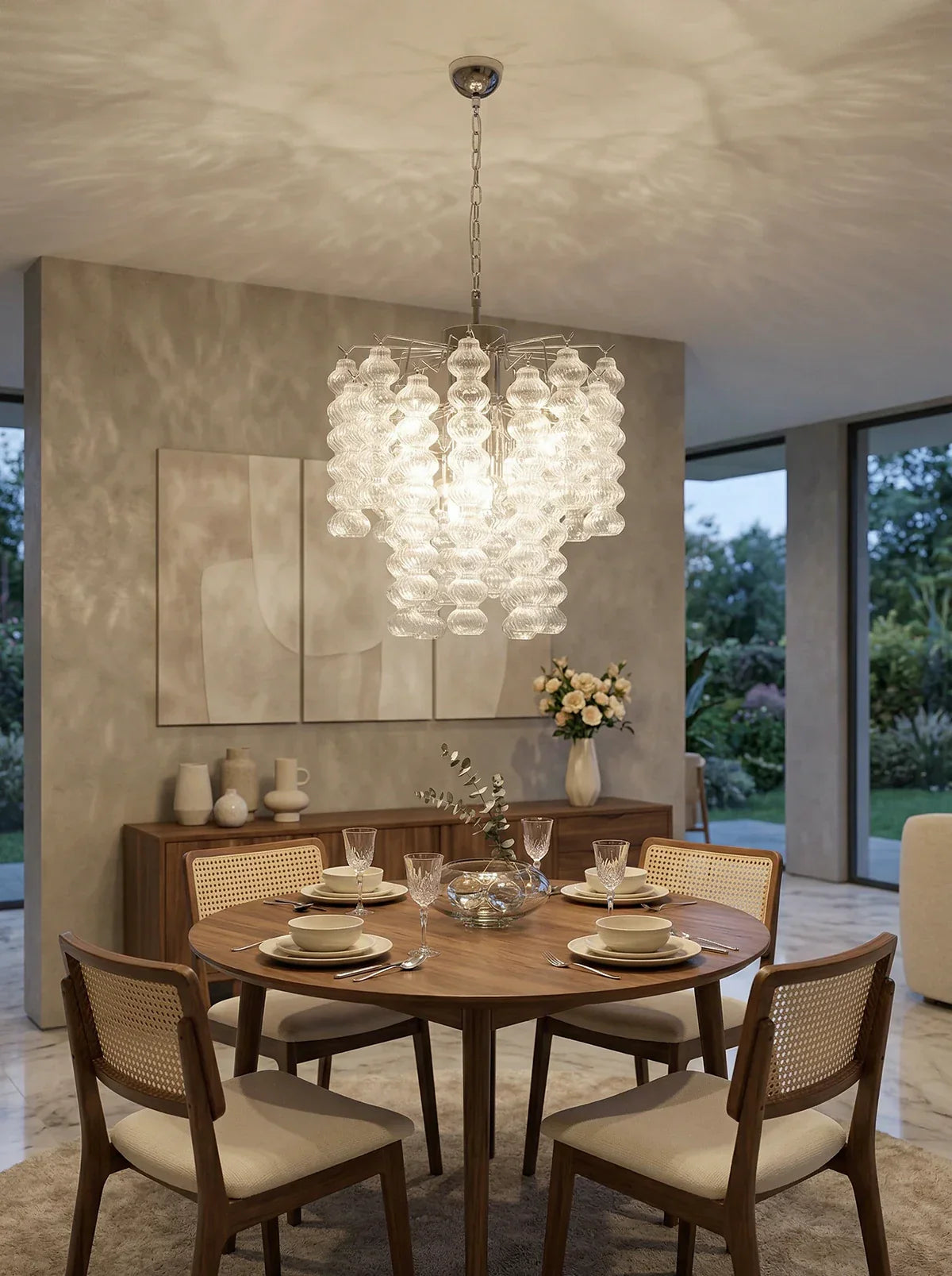Beaded Vertical Textured Glass Chandelier additional product view
