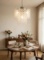 Beaded Vertical Textured Glass Chandelier product image