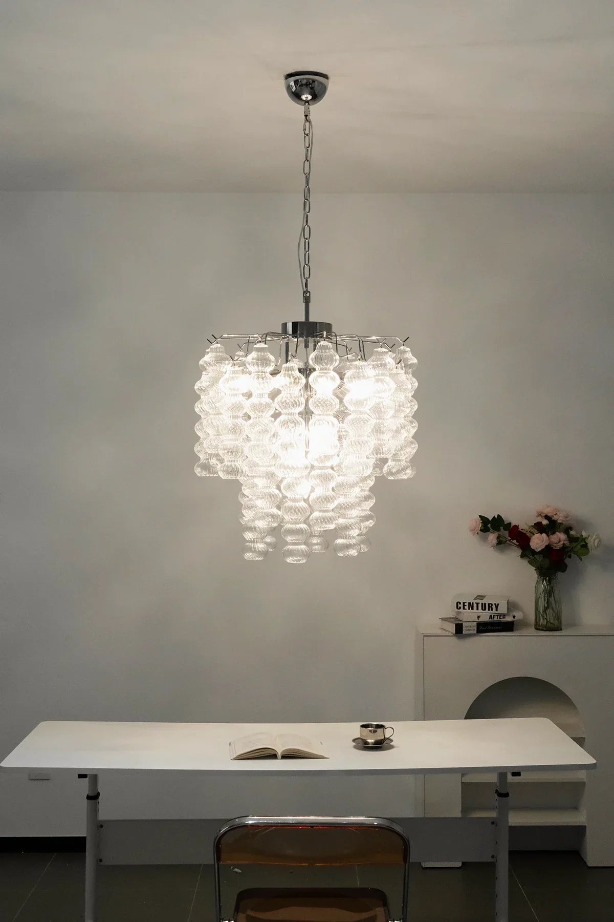 Beaded Vertical Textured Glass Chandelier product image