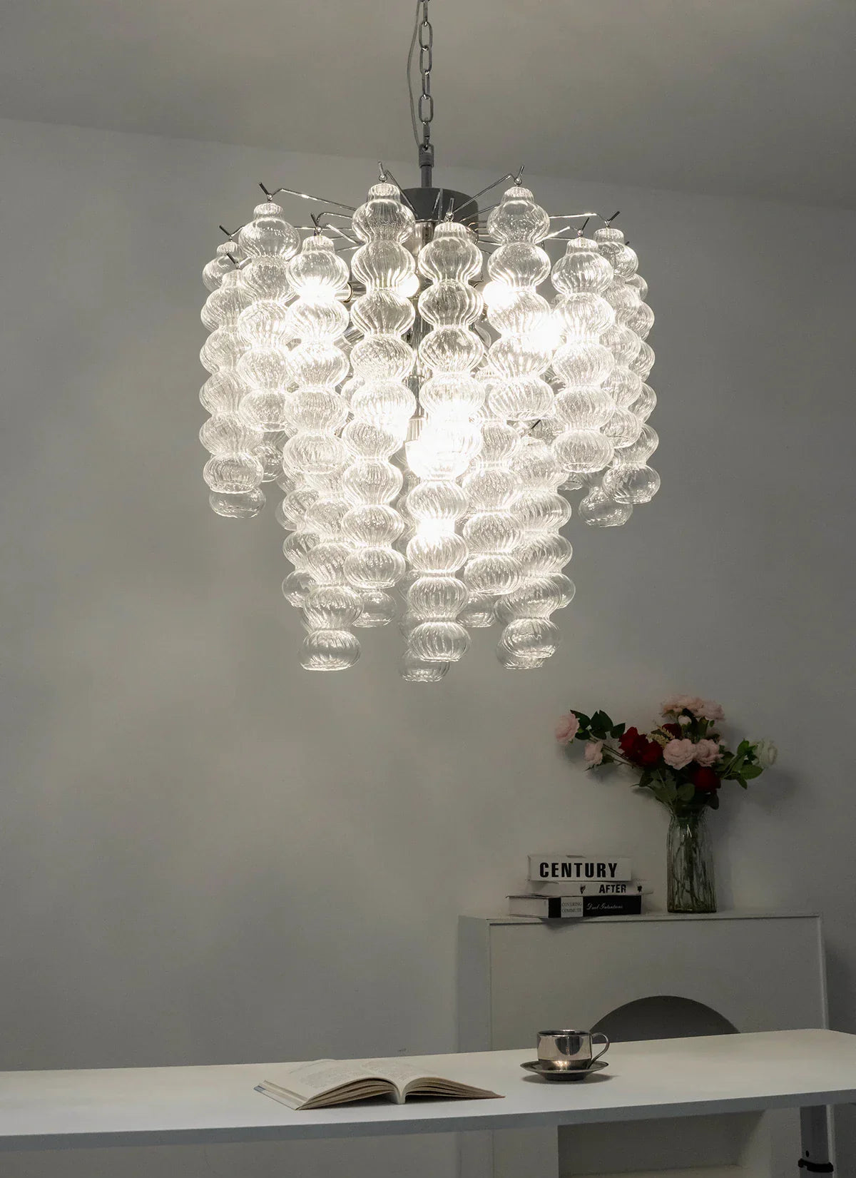 Beaded Vertical Textured Glass Chandelier product image