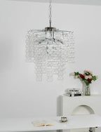 Beaded Vertical Textured Glass Chandelier product image