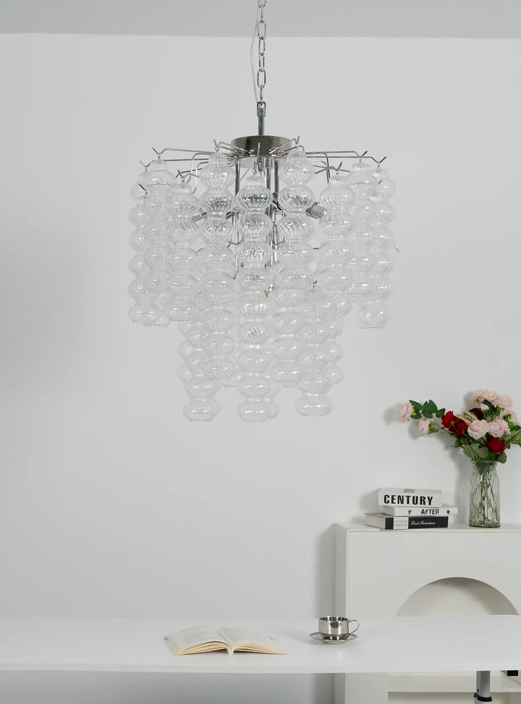 Beaded Vertical Textured Glass Chandelier product image