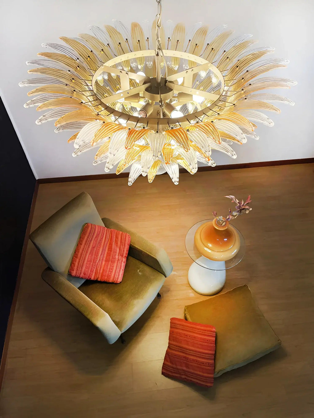 Beautifully Murano Palmette Amber Transparent Chandelier product image