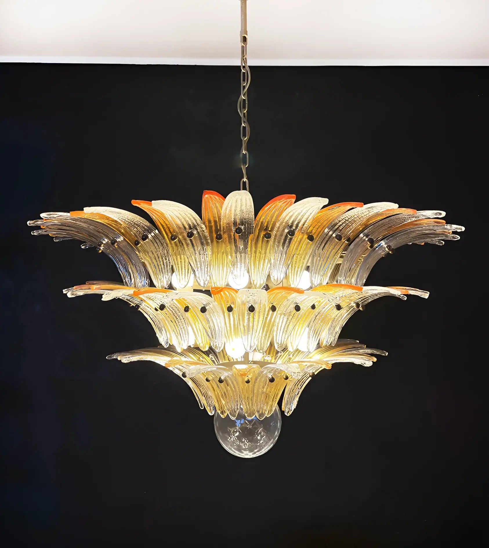 Beautifully Murano Palmette Amber Transparent Chandelier product image