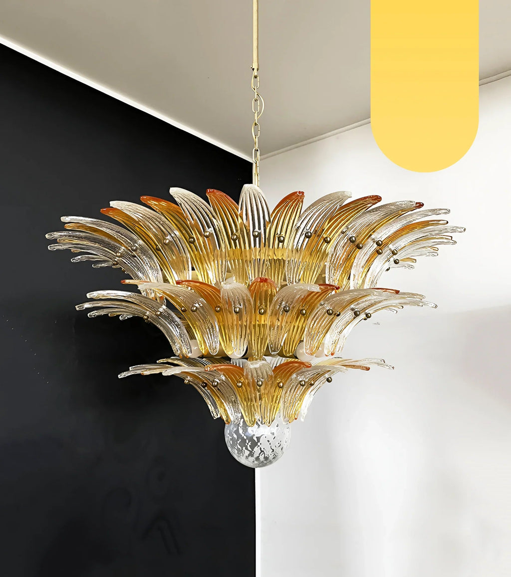 Beautifully Murano Palmette Amber Transparent Chandelier product image