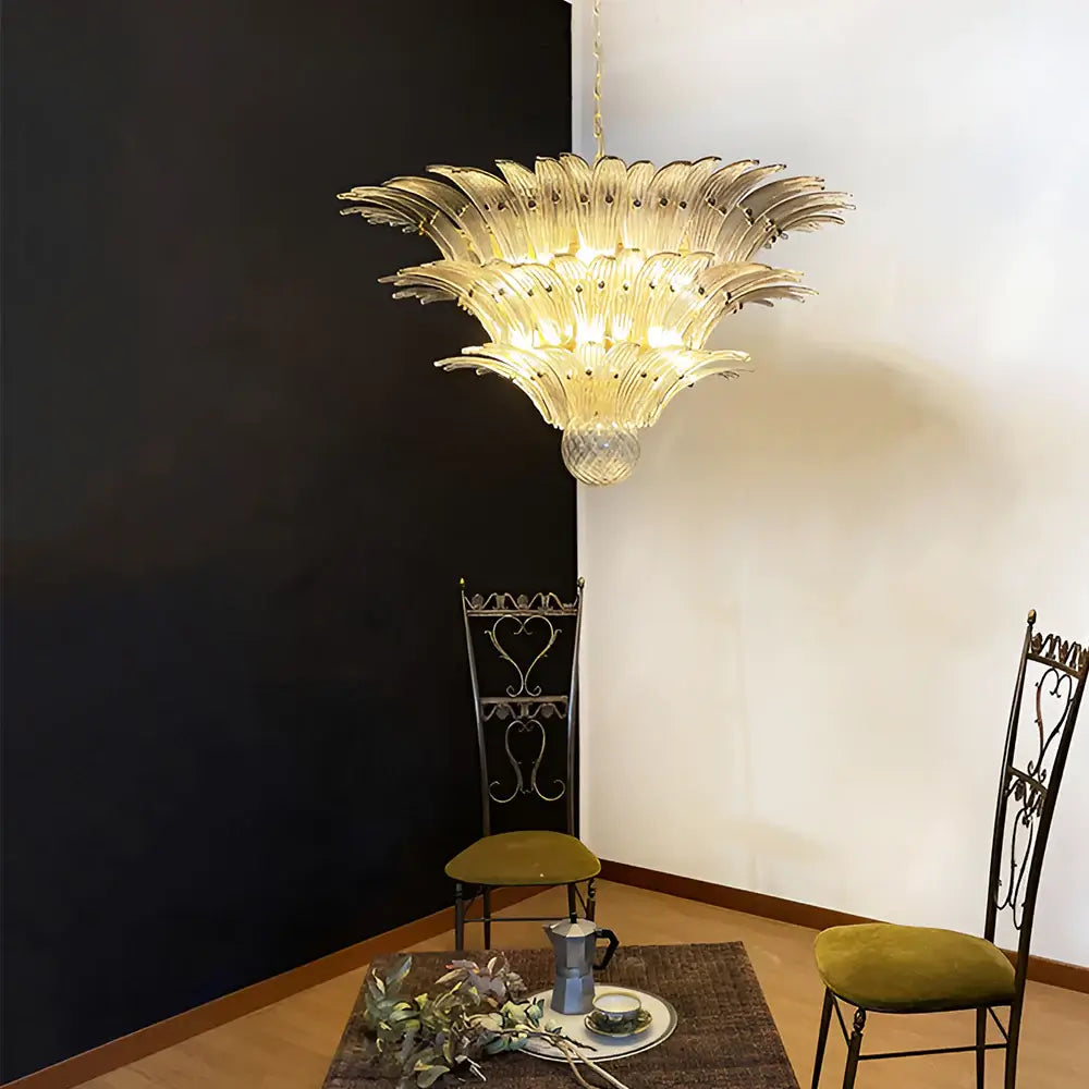 Beautifully Murano Palmette Smoked Chandelier detail view