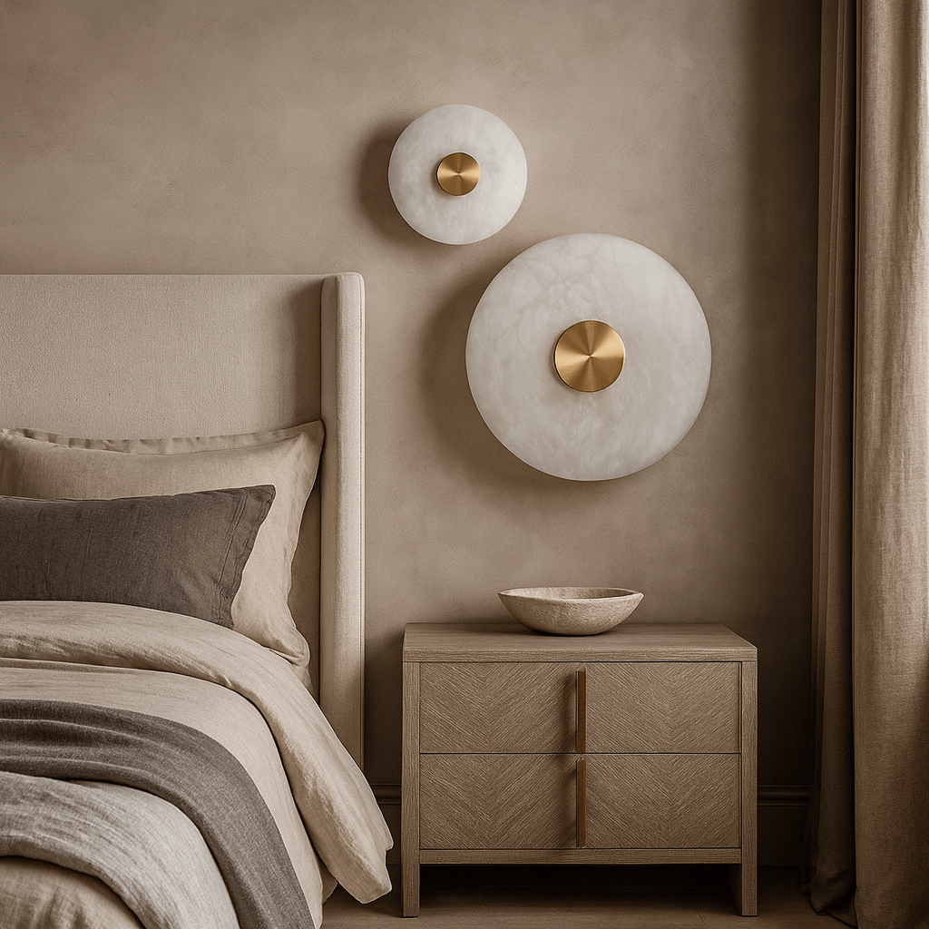 Solena Alabaster Disc Wall Sconce detail view