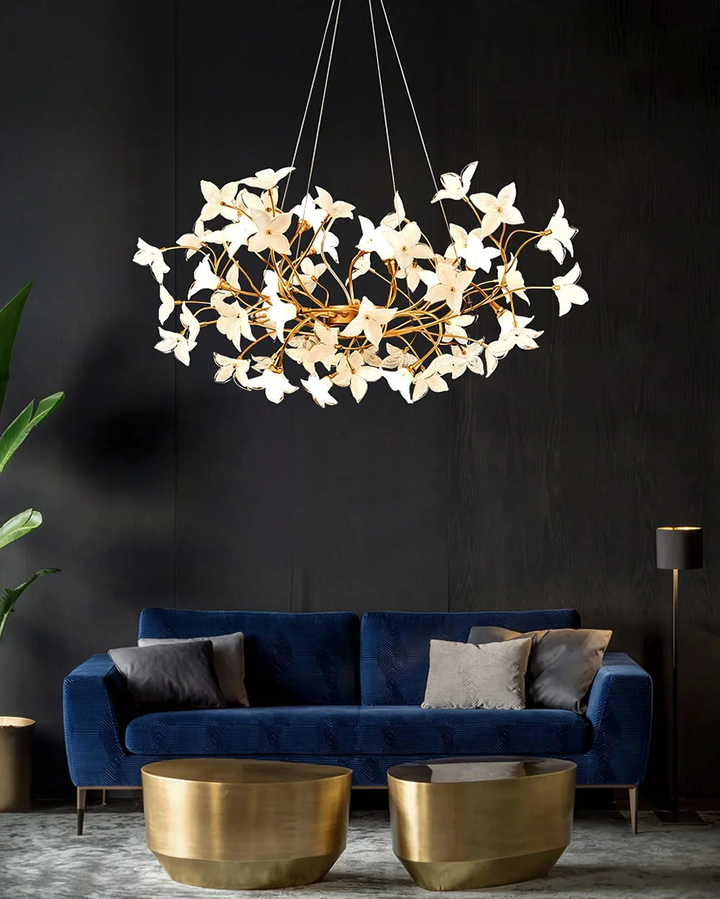 Begonia Branch Chandelier detail view
