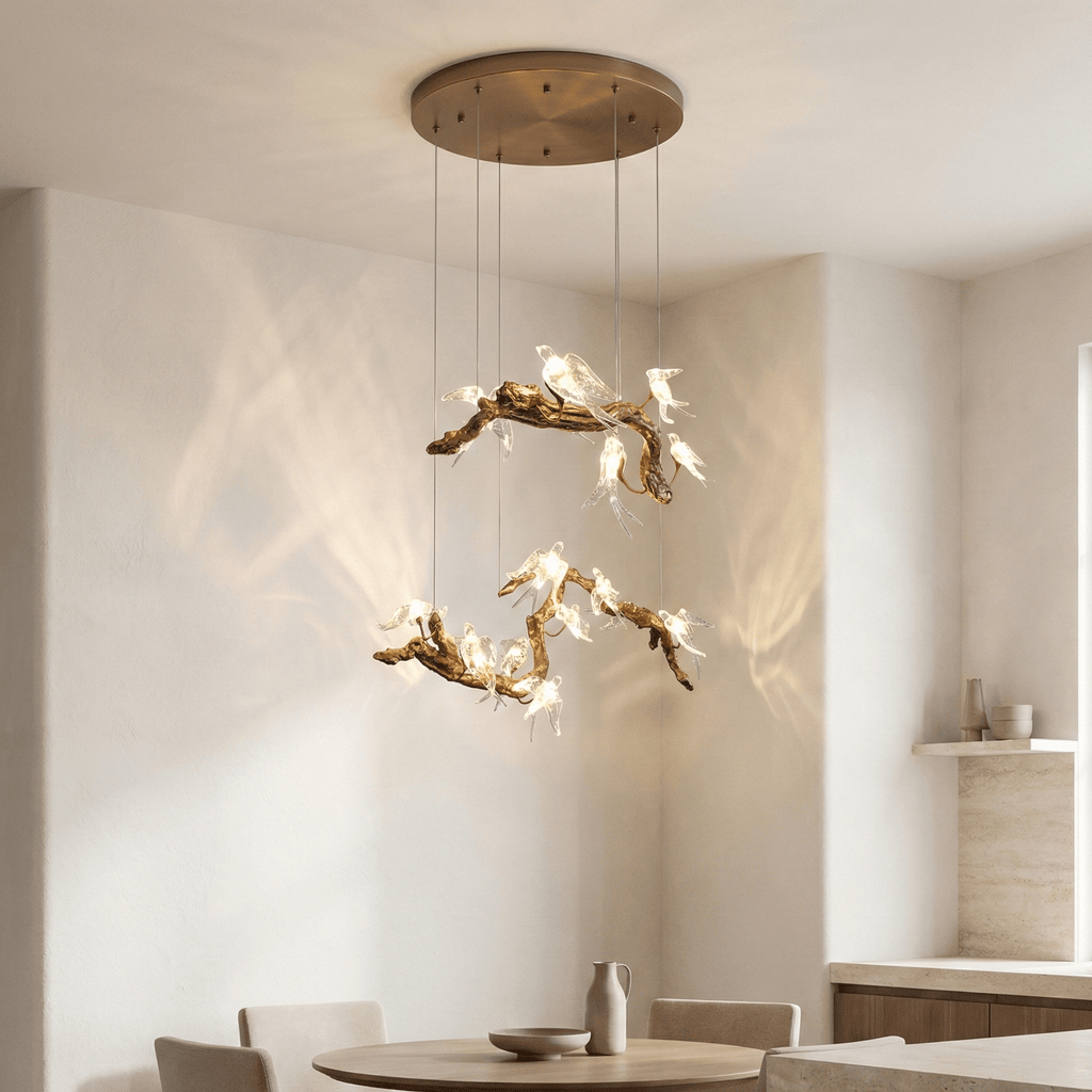 Bird Song Branching Linear Teardrop Chandelier by Bling Lighting Studio