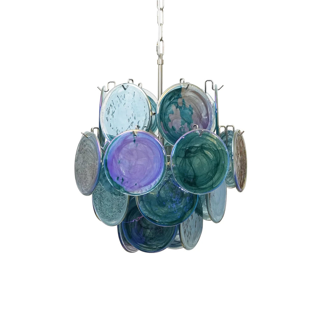 Blue Disks Murano Glass Chandelier by Bling Lighting Studio