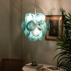 Blue Disks Murano Glass Chandelier detail view