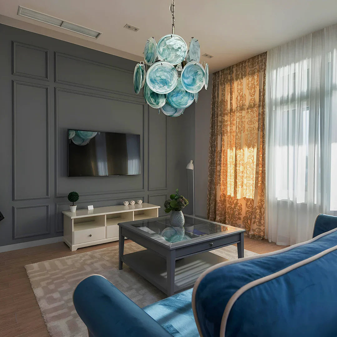 Blue Disks Murano Glass Chandelier product image