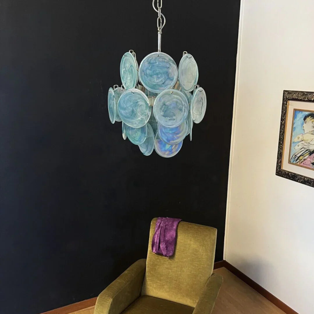 Blue Disks Murano Glass Chandelier product image