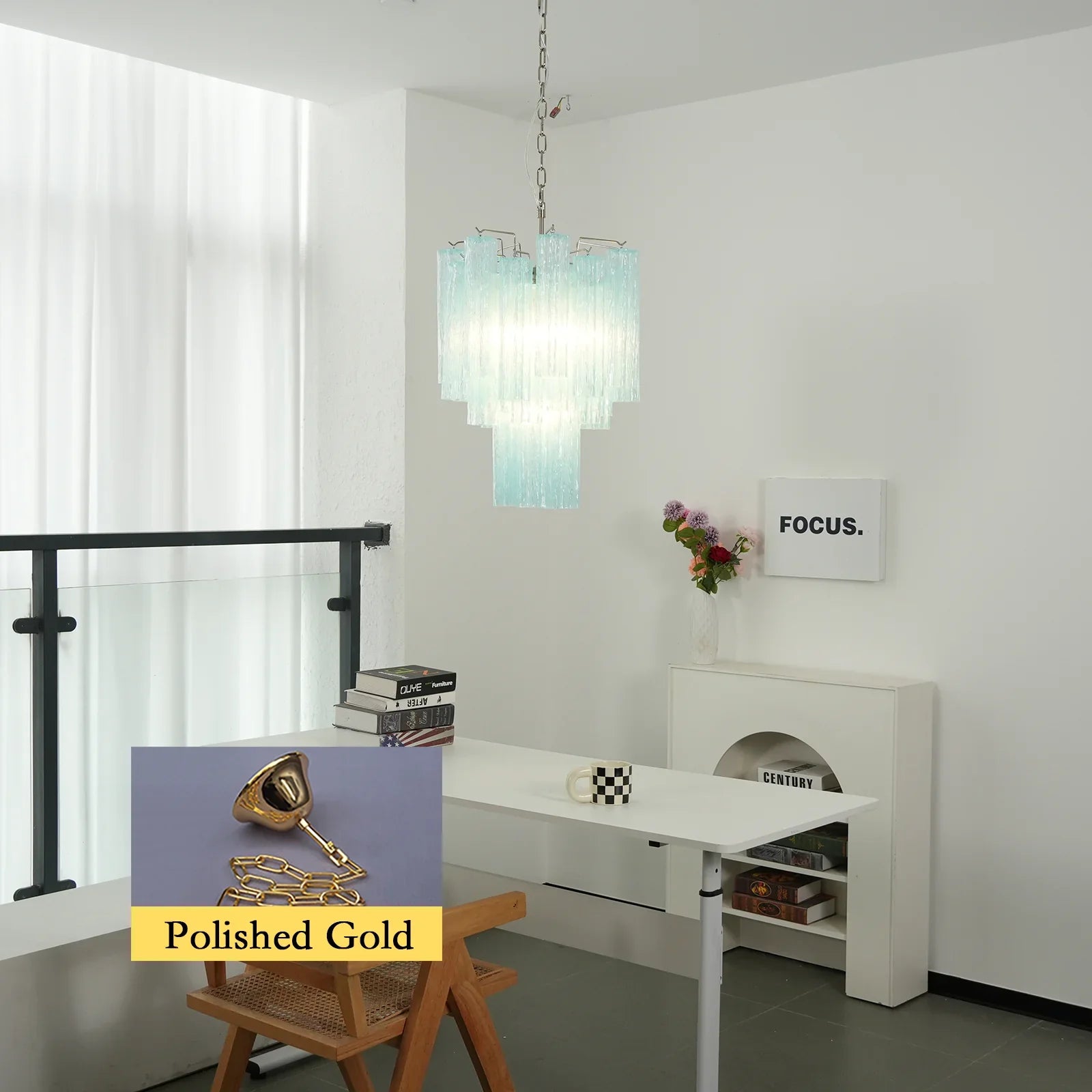 Blue Murano Glass Tube Chandelier product image