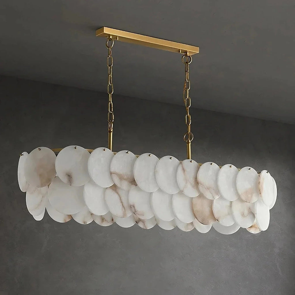 Bordwell Alabaster Dining Room Chandelier 47" material and finish detail