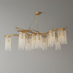 Branch and Leaf Motif Metallic Chandelier by Bling Lighting Studio