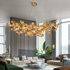 Branch Modern Leaf Linear Gold Brass Chandelier by Bling Lighting Studio