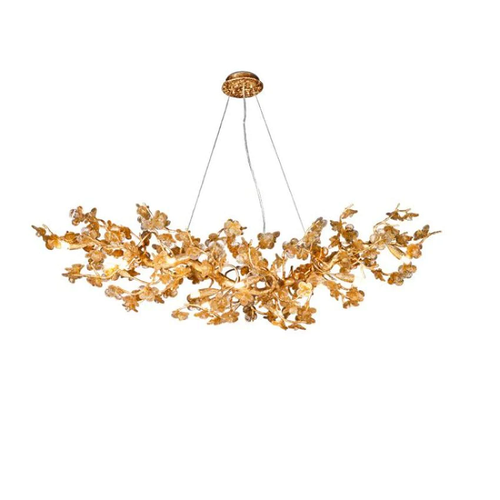 Branch Modern Leaf Linear Gold Brass Chandelier by Bling Lighting Studio