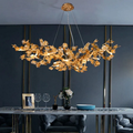 Branch Modern Leaf Linear Gold Brass Chandelier by Bling Lighting Studio
