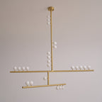 Brass Glass Drop Chandelier