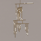 Brass Glass Drop Chandelier