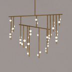 Brass Glass Drop Chandelier