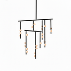 Brass Glass Drop Chandelier